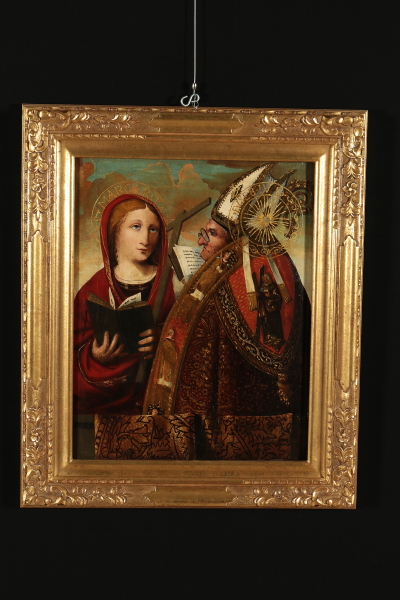 saint margaret and saint eusebius antique painting art
