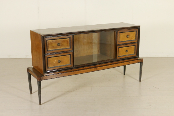Sideboard With Drawers Glass Sliding Doors Walnut Burl Veneer Glass Sliding Doors Walnut Burl Veneer