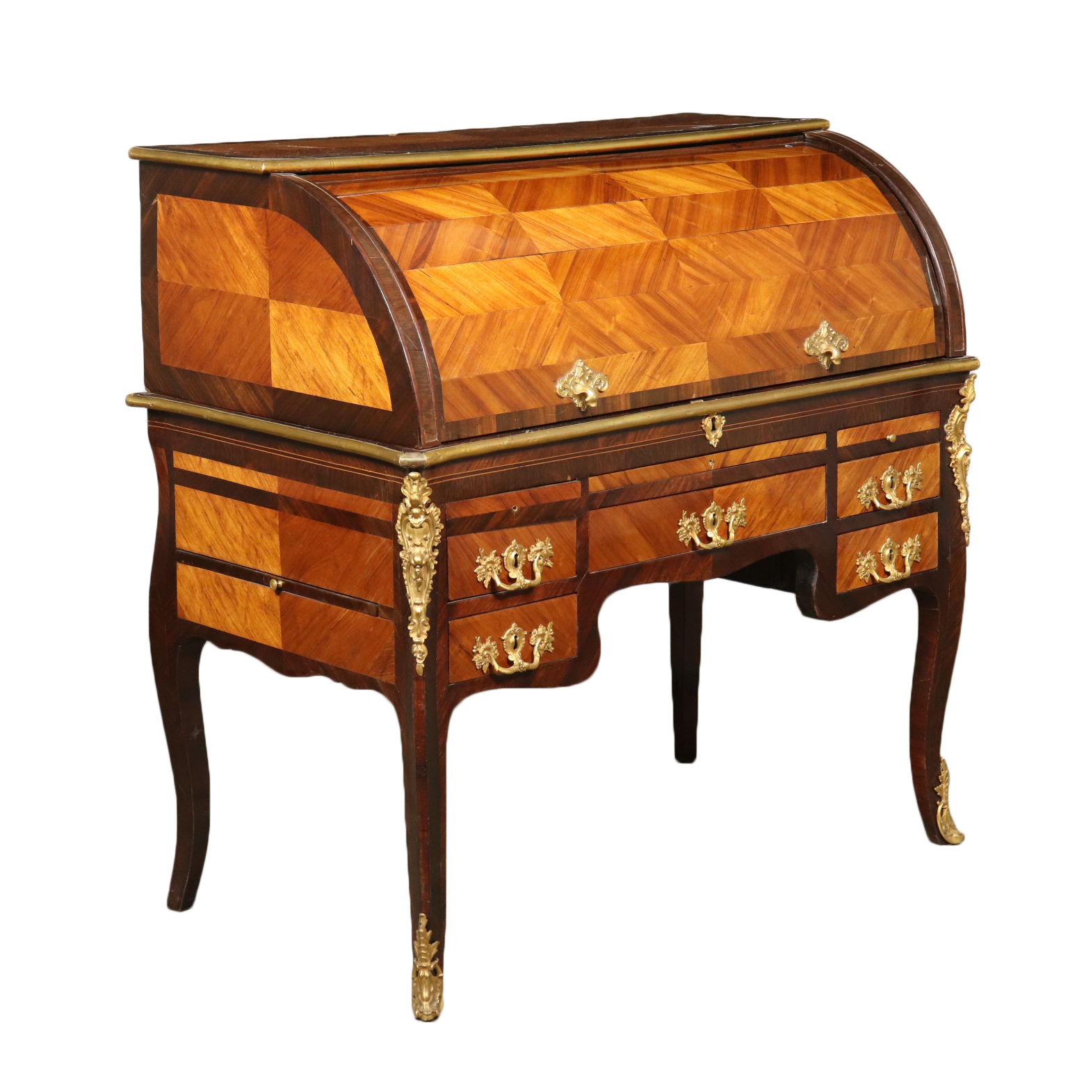 Elegant Neoclassical Rolltop Desk Brazilian Rosewood Cherry France 700