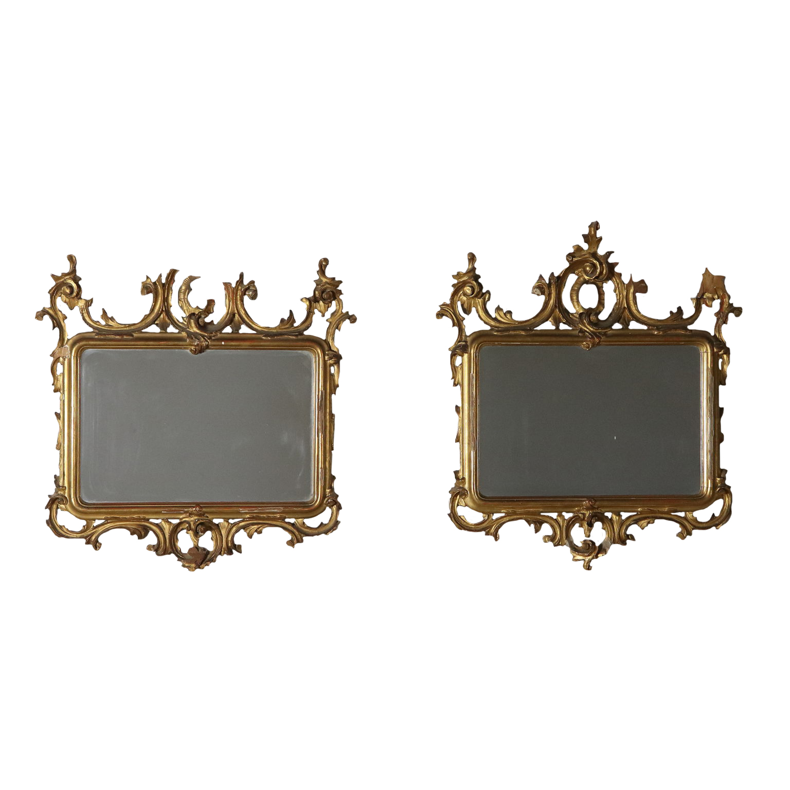 Pair Of Frames Gilded Wood Italy Late 19th Century Mirrors And Pair Of Frames Gilded Wood Italy Late 19th Century