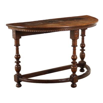 Semi-Circular Console Walnut Italy XVII-XVIII Century