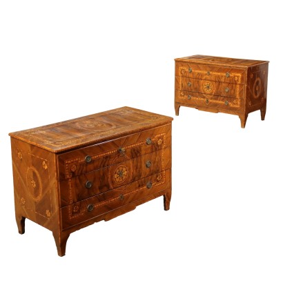 Ancient Chests of Drawers Louis XVI Piacenza \'700 Walnut Burl Veneer