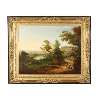 Italian landscape painting with figures,Italian landscapes with figures