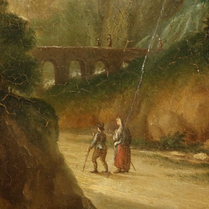Italian landscape painting with figures,Italian landscapes with figures
