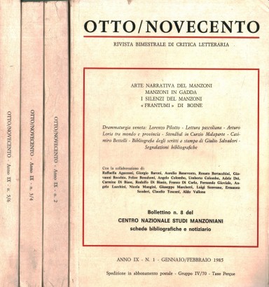 Otto/Novecento: rivista bimestrale di critica letteraria. Annata completa 1985 Anno IX n.1,2,3/4,5/6 (4 Volumi)