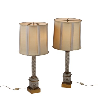 Paire de lampes Cristal et Bronze Pa