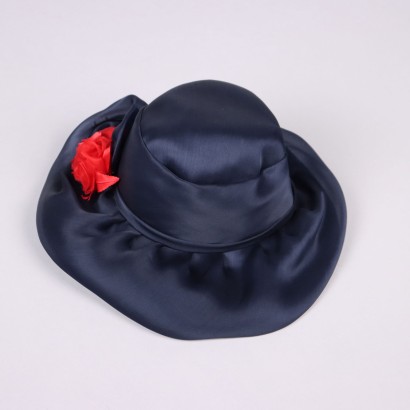 Vintage 1950s-60s Hat Size 6,5 Dark Blue Fabric Flower