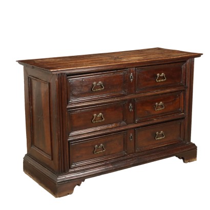 Ancient Baroque Chest of Drawers Walnut Italy Late XVII Century