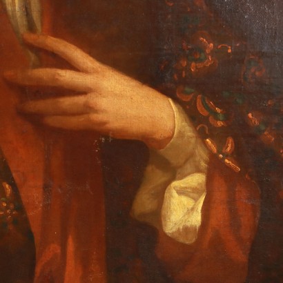 Portrait d'homme peint avec robe, Portrait d'homme avec robe fleurie