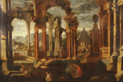 art, architecture, painting, ancient Giovanni Ghisolfi, architectural Capriccio, Roman ruins, Roman school, 600 painting