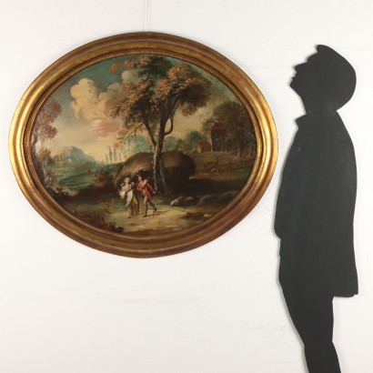 Oval painting Landscape with Figures