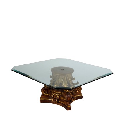 Ancient Table Lacquered Wood Glass Italy XX Century