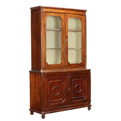 Ancient Showcase Umbertino Late XIX Century Fir Poplar Glass