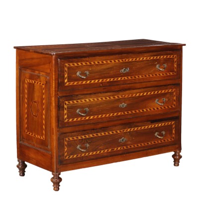 Antique Neoclassical Chest of Drawers '900 Walnut Drawers