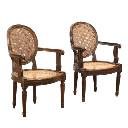 Ancient Neoclassical Armchairs '700 Carved Walnut