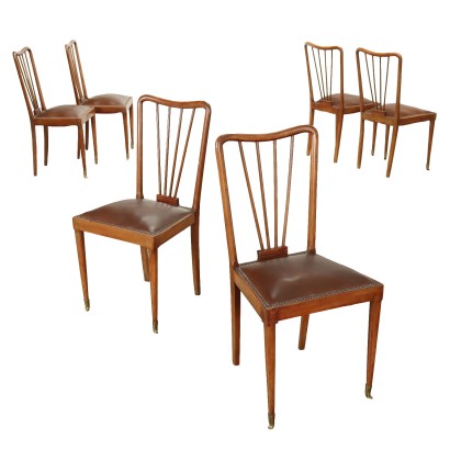Gruppe von 6 Stühlen, sechs Stühle aus den 1950er Jahren