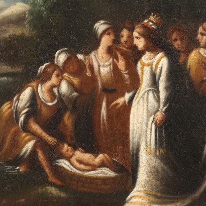 Antikes Gemälde Mose wird von den Wassern Gerettet Öl auf Leinwand
