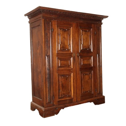 Large Ancient Wardrobe Baroque Emilia Early XVIII Century Walnut