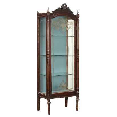 Antique Neoclassical Style Showcase Walnut Italy Late XIX Century