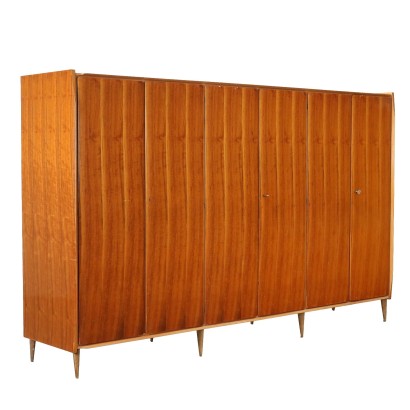 Vintage Wardrobe Mahogany Veneer with Doors Italy 1960s