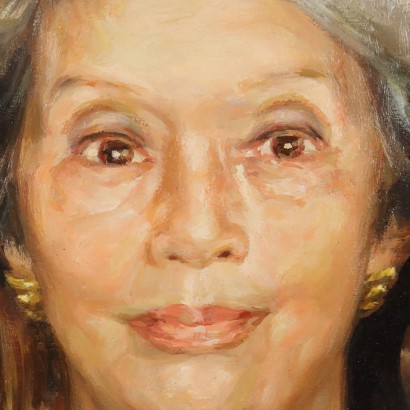 Peinture avec portrait féminin