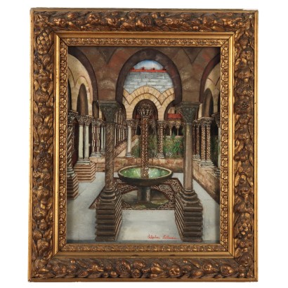 Three-dimensional mixed media painting, Glimpse of the Cloister of the Cathedral of Monr