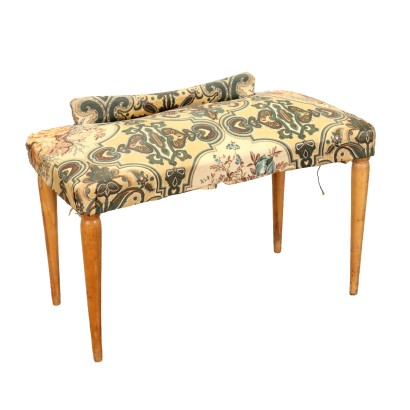 Banc Vintage en Hêtre et Simili Cuir Italie Années 50