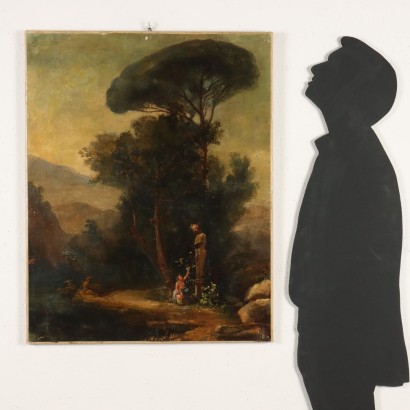 Painting with Arcadian Landscape and Figure, Arcadian Landscape with Figure