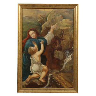 Tableau Ancien Figures Huile sur Toile XVIIIe-XIXe Siècle