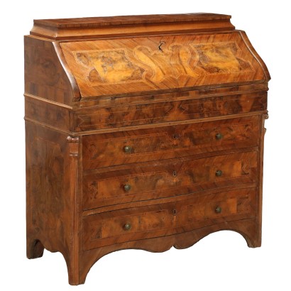 Antique Baroque Drop-Leaf Secrétaire with Drawer Walnut XVIII Century