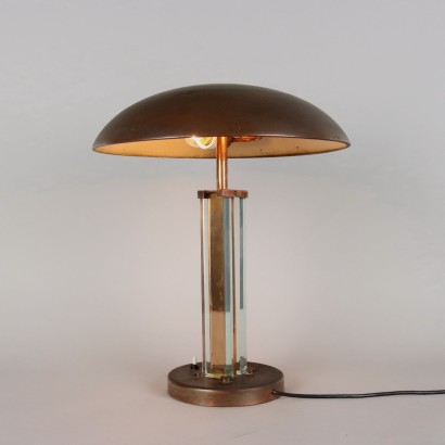 Vintage 50s-60s Table Lamp Copper Glass Italy