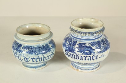 antiquités, céramiques, poteries, pots de pharmacie, XVIIIe siècle, en marbre