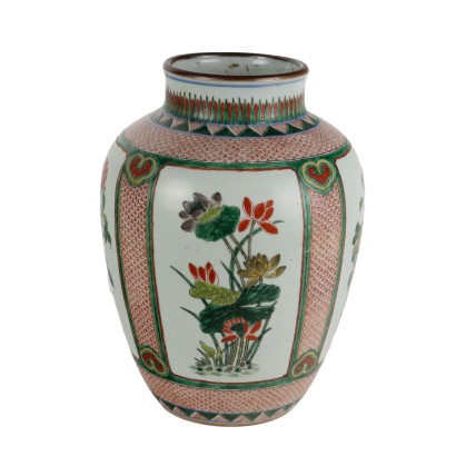 Antiker Vase aus Wucai Porzellan China Shunzhi-Ära (1644-1661)