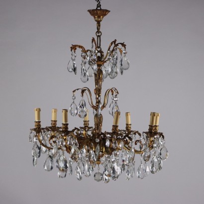 Antique 8 Light Chandelier Gilded Bronze Italy XX Century