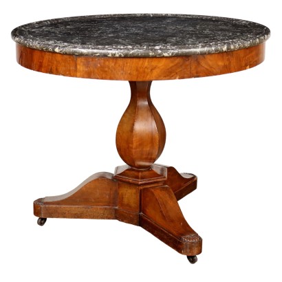 Antique Restoration Table Walnut with Wheels France XIX Century