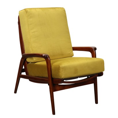 Vintage Sessel aus Samt und Buchneholz Italien der 50er Jahre