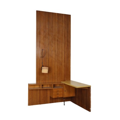 Vintage 1950s Corner Desk Mahogany Veneer Leatherette
