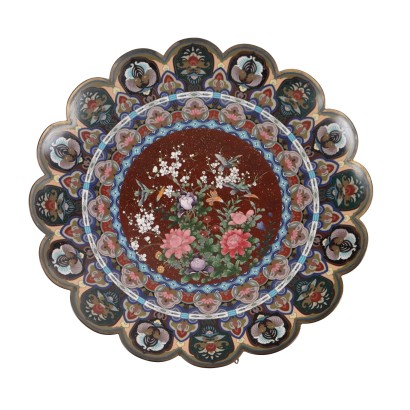 Grande Assiette En Émail Cloisonné Po