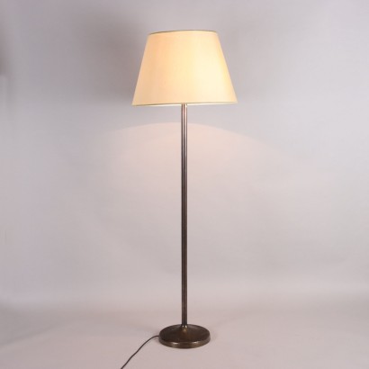 Lampadaire Vintage en Laiton et Tissu Italie Années 1940