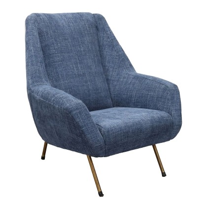 Fauteuil Vintage en Tissu et Laiton Italie des Années 1960 Restauré