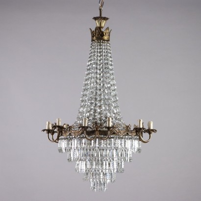 Antique Empire Chandelier Gilded Bronze Italy XX Century