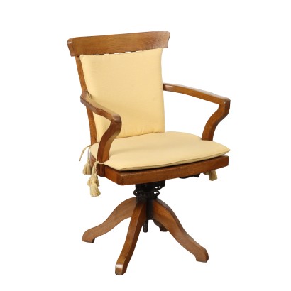 Fauteuil Pivotant Ancien en Chêne Angleterre du XXe Siècle