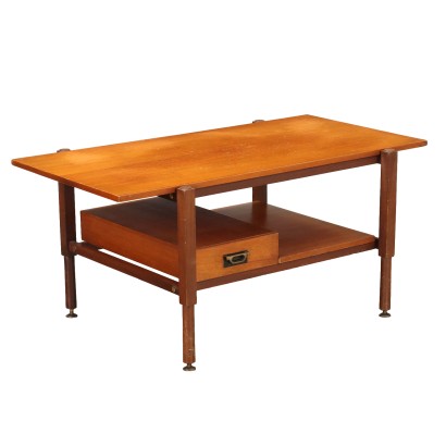 Table Basse Vintage Plaquée en Teck Italie des Années 1960