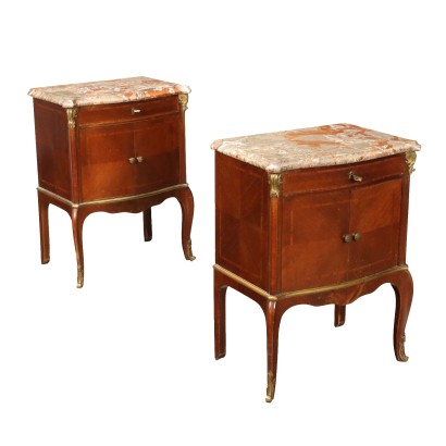 Pair of Antique Baroque Bedside Tables Mahogany Italy XX Century