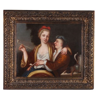 Tableau Ancien avec Sujét Allegorique Huile sur Toile XVIIIe Siècle