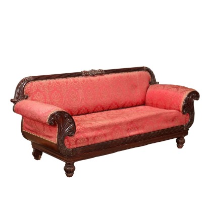 Antique Restoration Sofa Mahogany Italy XIX Century