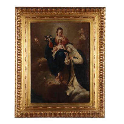 Antique Painting with Religious Subject Oil on Canvas XVII Century