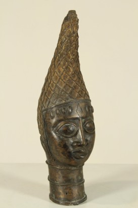antiguo, bronce, cabeza de la reina madre, arte nigeriano, reino de benin, museo nacional nigeriano, lagos, arte africano, principios de 1900, nigeria, escultura de bronce