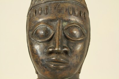antiquariato, bronzo, testa di regina madre, arte nigeriana, regno di benin, museo nazionale nigeriano, lagos, arte africana, inizi 900, nigeria, scultura in bronzo