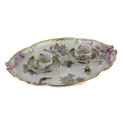 Herend Hun Tray and Pair of Cups